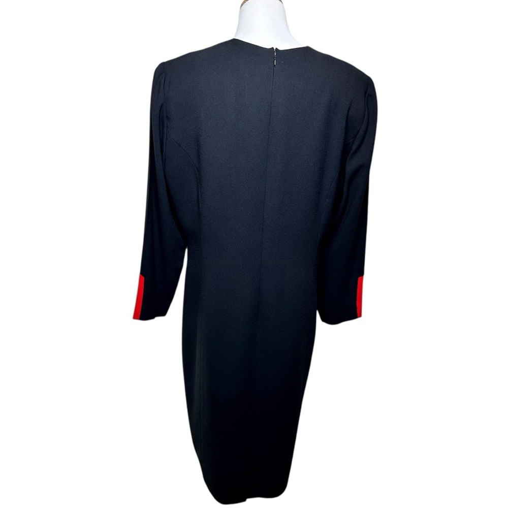 Carolina Herrera Studio Vintage 80s Dress SZ 16 Black Red - Picture 6 of 16